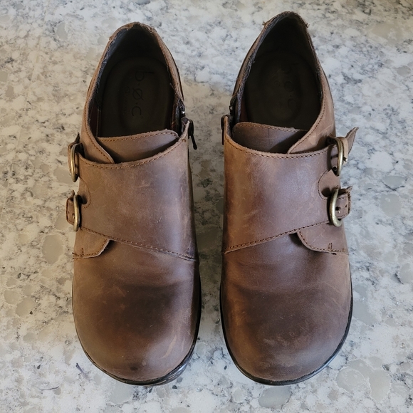 Women's BOC Crosley Oiled Brown Leather Slip On Clog Bootie with Buckles Sz: 8.5 - Picture 2 of 6